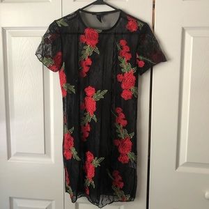 Rose Embroidery Mesh Dress